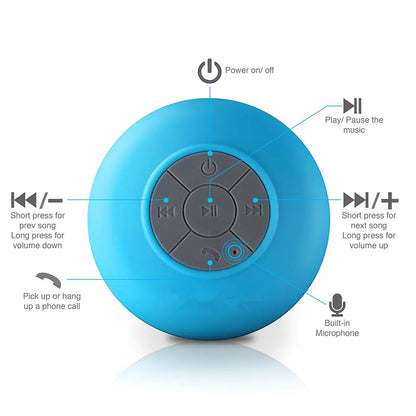 Waterproof Shower Speaker — Portable Bluetooth Speaker with Suction Cup