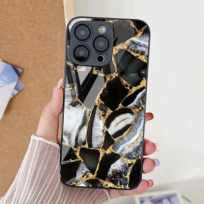 Marble Tempered Glass iPhone Case — Luxury Shockproof Cover