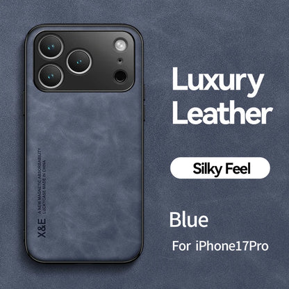 Luxury Leather iPhone Case — Magnetic with Metal Plate & Car Mount Support