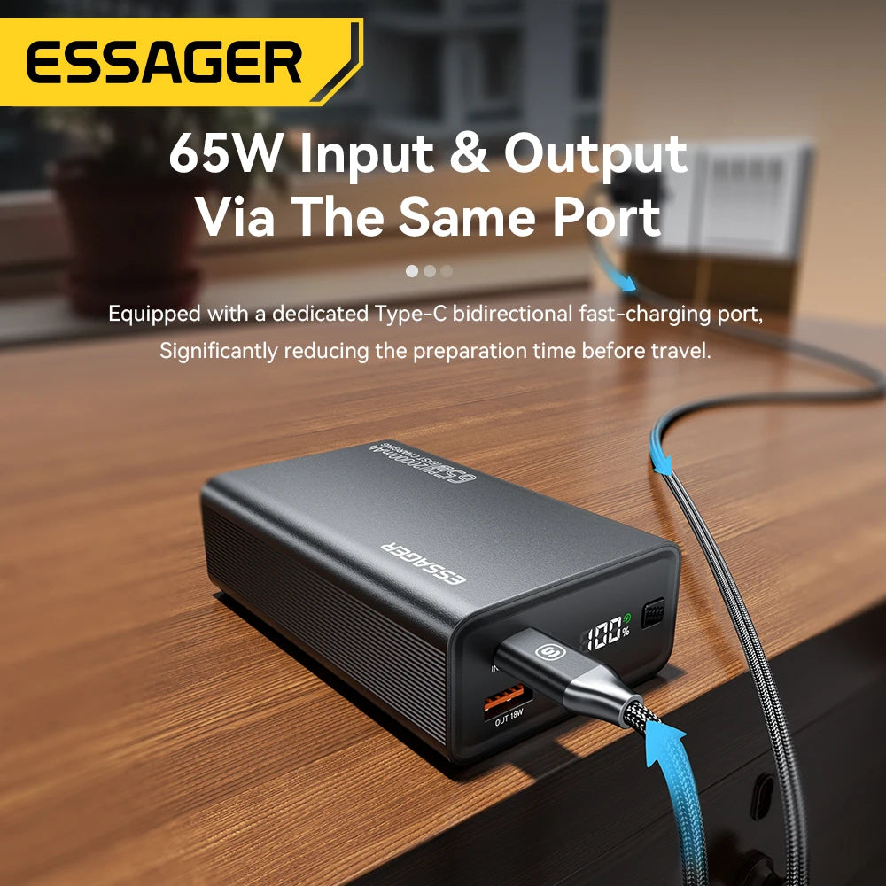 Essager 20,000mAh Power Bank — 65W PD Fast Charging for Laptops & Phones