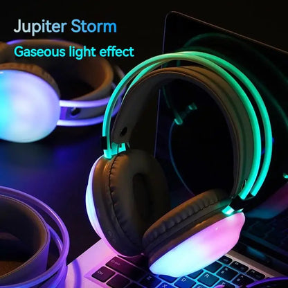 RGB Gaming Headphones — Wireless Bluetooth 5.3 Over-Ear with HD Mic