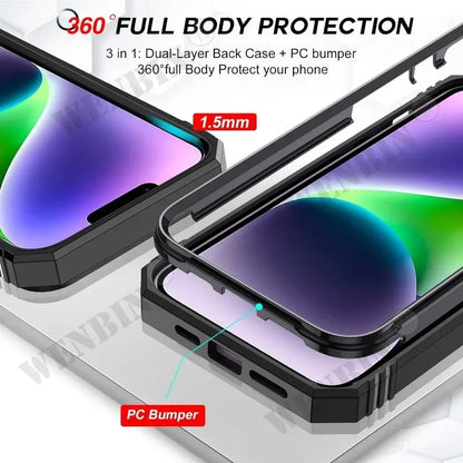 Heavy Duty Case with 360° Kickstand — Full Coverage Protection with Camera Cover