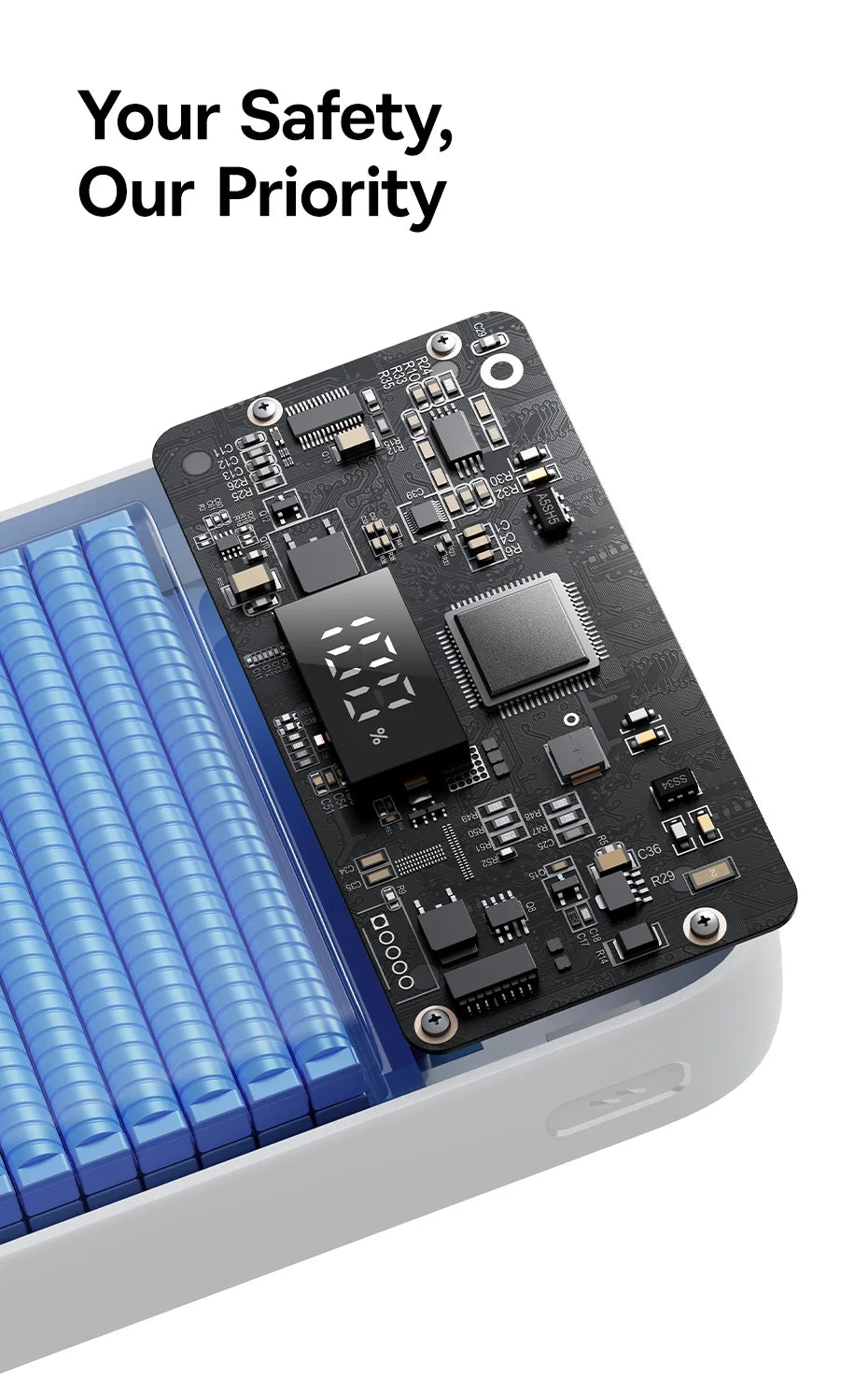 Baseus 20,000mAh Power Bank — 22.5W Fast Charging with Built-In Cables & LCD Display