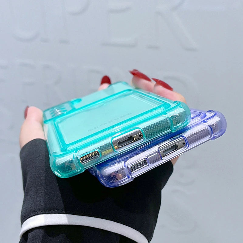 Clear Card Holder Samsung Galaxy Case — Shockproof Airbag Corner Cover
