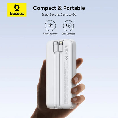 Baseus 20,000mAh Power Bank — 22.5W Fast Charging with Built-In Cables & LCD Display