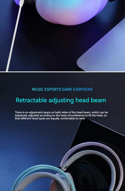 RGB Gaming Headphones — Wireless Bluetooth 5.3 Over-Ear with HD Mic