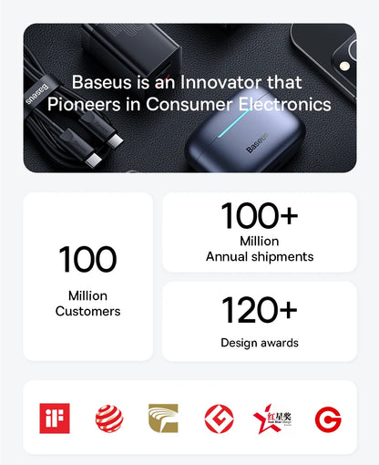 Baseus 10,000mAh Mini Power Bank — 45W Fast Charging with Built-In USB-C Cable