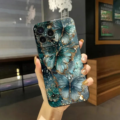 Marble Butterfly Case — Soft Silicone Full Coverage Cover for iPhone