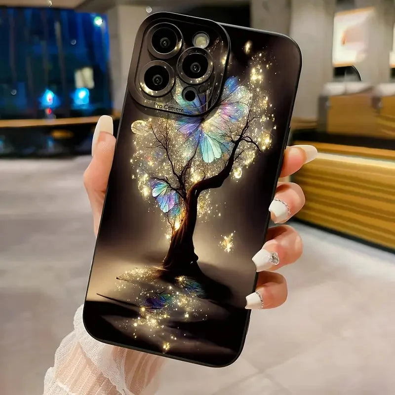 Marble Butterfly Case — Soft Silicone Full Coverage Cover for iPhone