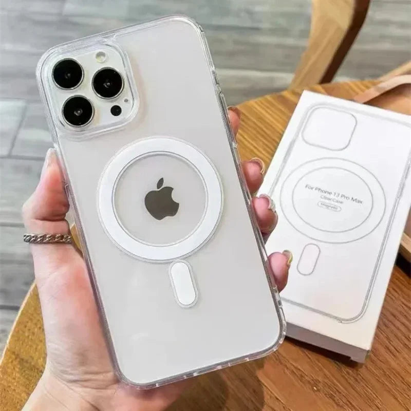 جراب MagSafe الشفاف لهاتف iPhone – غطاء شفاف للشحن اللاسلكي المغناطيسي