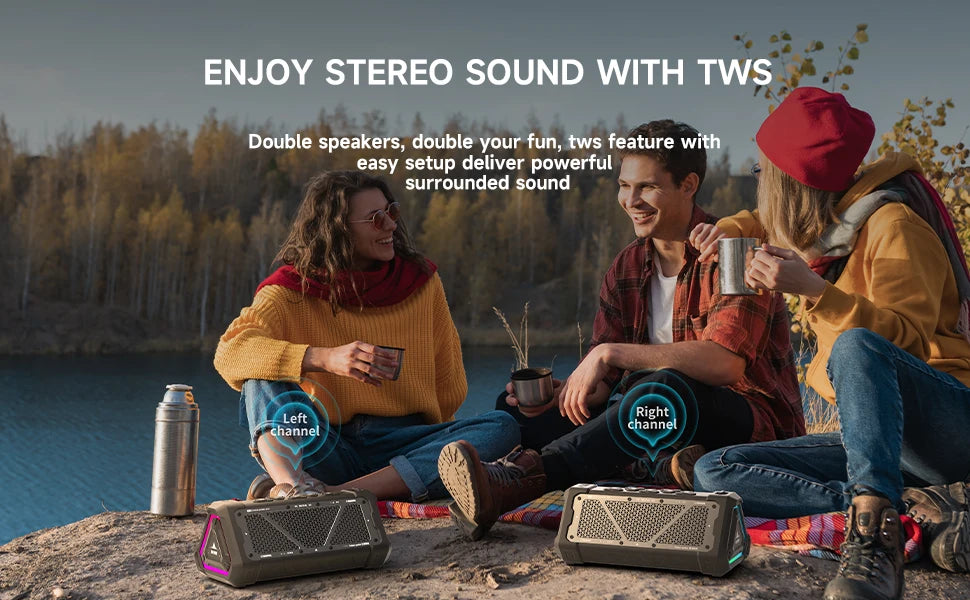 MLOVE P3 Outdoor Bluetooth Speaker — 40W IPX7 Waterproof with RGB Lighting