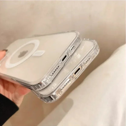 جراب MagSafe الشفاف لهاتف iPhone – غطاء شفاف للشحن اللاسلكي المغناطيسي