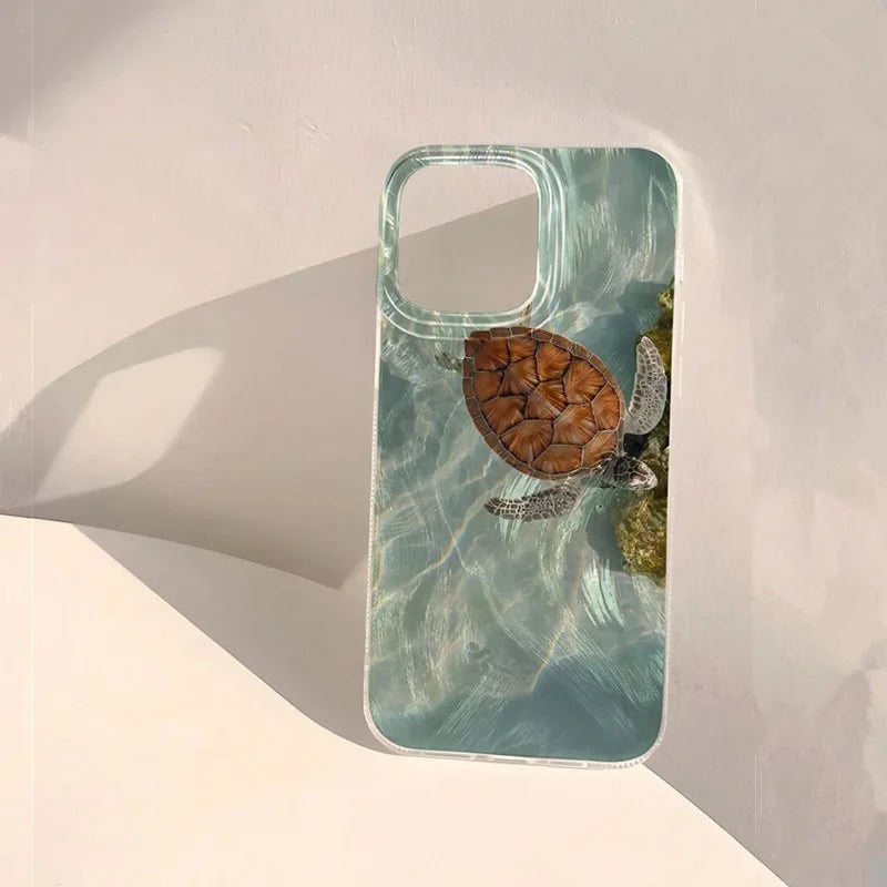 Turtle Print Case — Matte Chiffon Texture Full Coverage Cover for iPhone