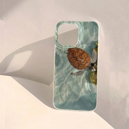 Turtle Print Case — Matte Chiffon Texture Full Coverage Cover for iPhone