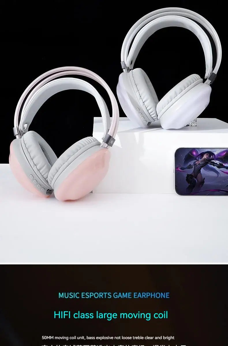 RGB Gaming Headphones — Wireless Bluetooth 5.3 Over-Ear with HD Mic