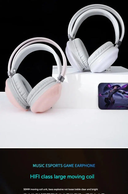 RGB Gaming Headphones — Wireless Bluetooth 5.3 Over-Ear with HD Mic