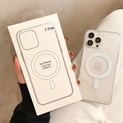 جراب MagSafe الشفاف لهاتف iPhone – غطاء شفاف للشحن اللاسلكي المغناطيسي