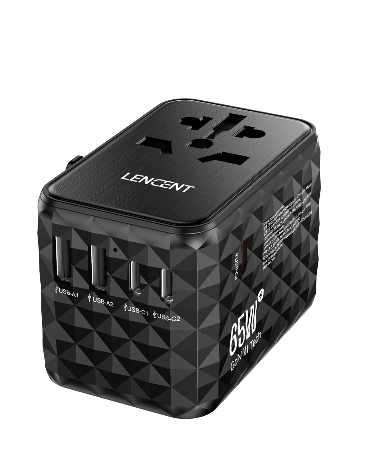 LENCENT Universal Travel Adapter — All-in-One EU, UK, US & AUS Plug with USB