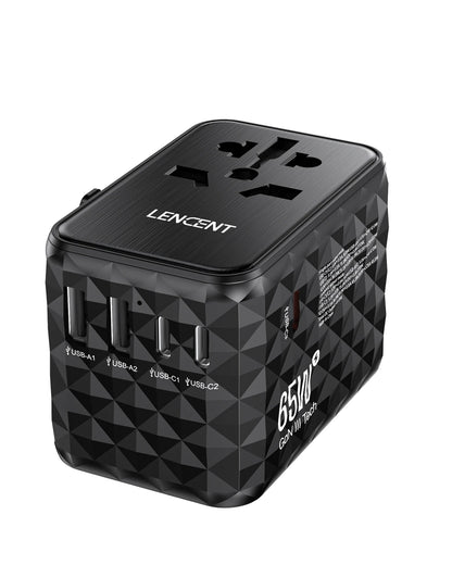 LENCENT Universal Travel Adapter — All-in-One EU, UK, US & AUS Plug with USB