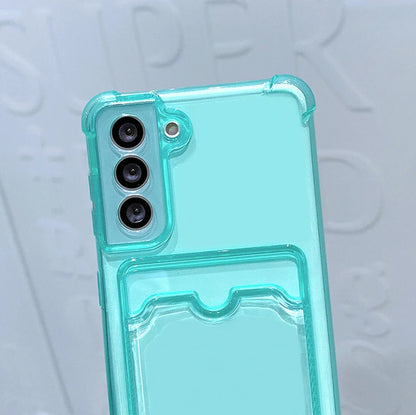 Clear Card Holder Samsung Galaxy Case — Shockproof Airbag Corner Cover