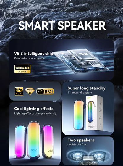 Acer OSK253 Portable Bluetooth Speaker — Dual Drivers, FM Radio & Ambient Lighting