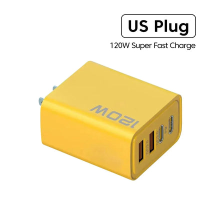 120W 4-Port USB-C Charger — PD & Quick Charge Fast Wall Adapter