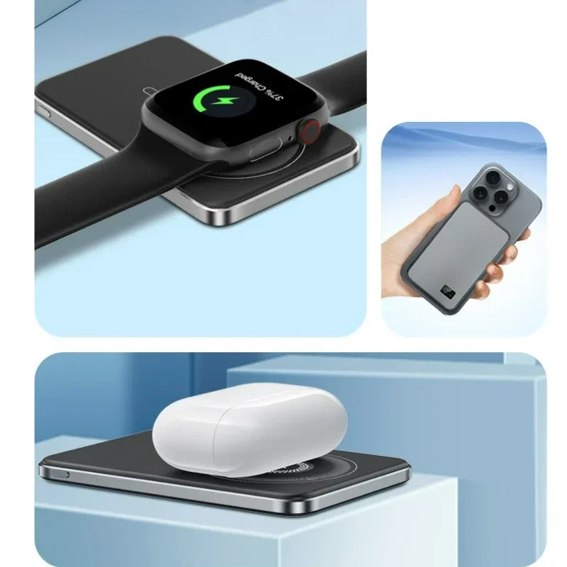5,000 or 10,000mAh — Slim Magnetic Power Bank — 20W MagSafe Wireless Charger.