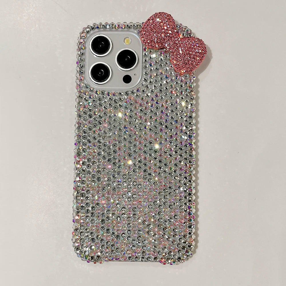 3D Bow Glitter Case — Crystal Diamond Bling Cover for iPhone