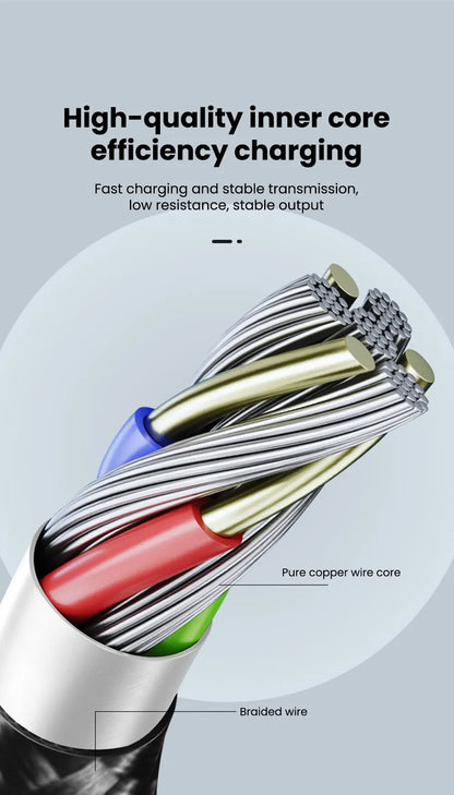90° Right Angle USB-C Cable — 6A Fast Charging, Braided for Gaming