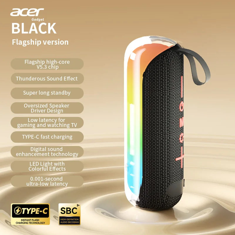 Acer OSK253 Portable Bluetooth Speaker — Dual Drivers, FM Radio & Ambient Lighting