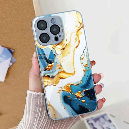 Marble Tempered Glass iPhone Case — Luxury Shockproof Cover