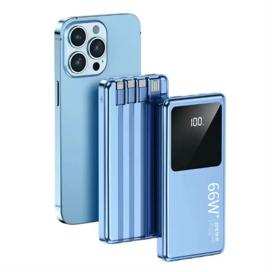 20,000mAh Power Bank with Built-In Cables — 65W PD Fast Charging & Digital Display