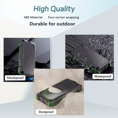 38,000mAh Solar Power Bank with Built-In Cables — Wireless Charging & LED Flashlight