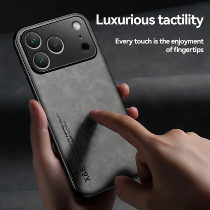 Luxury Leather iPhone Case — Magnetic with Metal Plate & Car Mount Support