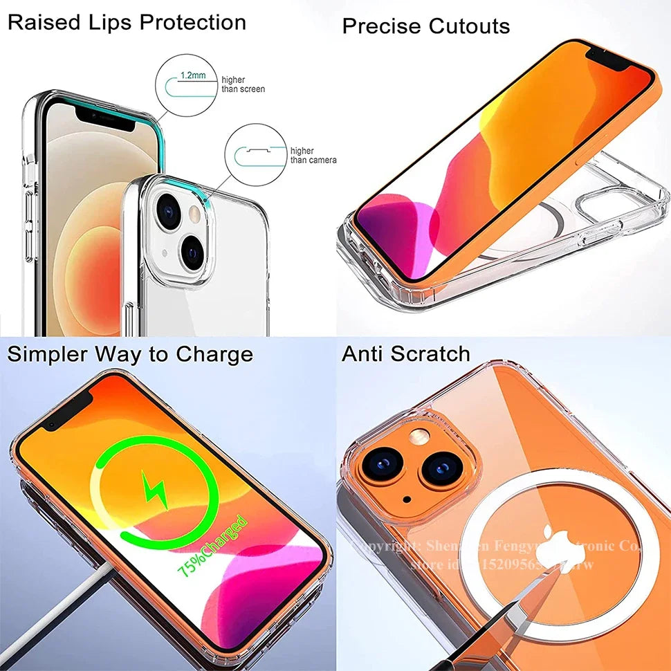 Clear MagSafe Case with Kickstand — Magnetic Wireless Charging Cover