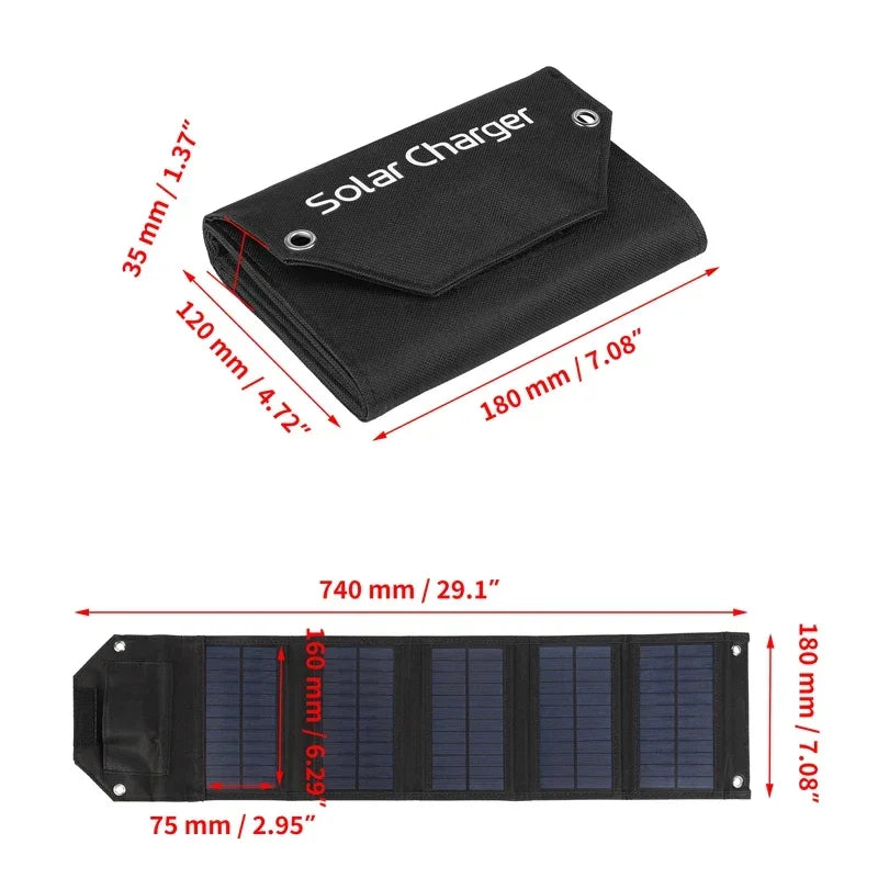 Foldable Solar Panel Charger — Waterproof USB Solar Charger for Camping & Outdoors