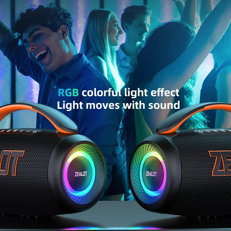 Zealot P12 Portable Bluetooth Speaker — 60W IPX6 Waterproof with Carry Handle
