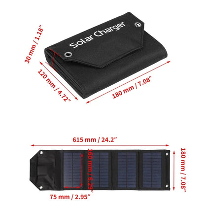 Foldable Solar Panel Charger — Waterproof USB Solar Charger for Camping & Outdoors