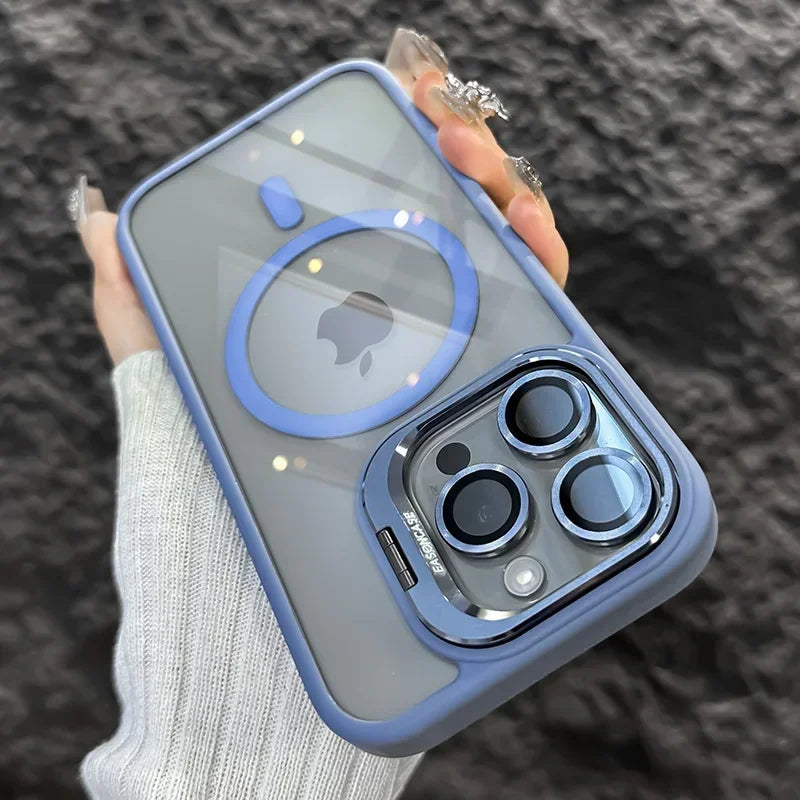 Magnetic Clear Case with Stand — MagSafe Shockproof with Camera Lens Protection