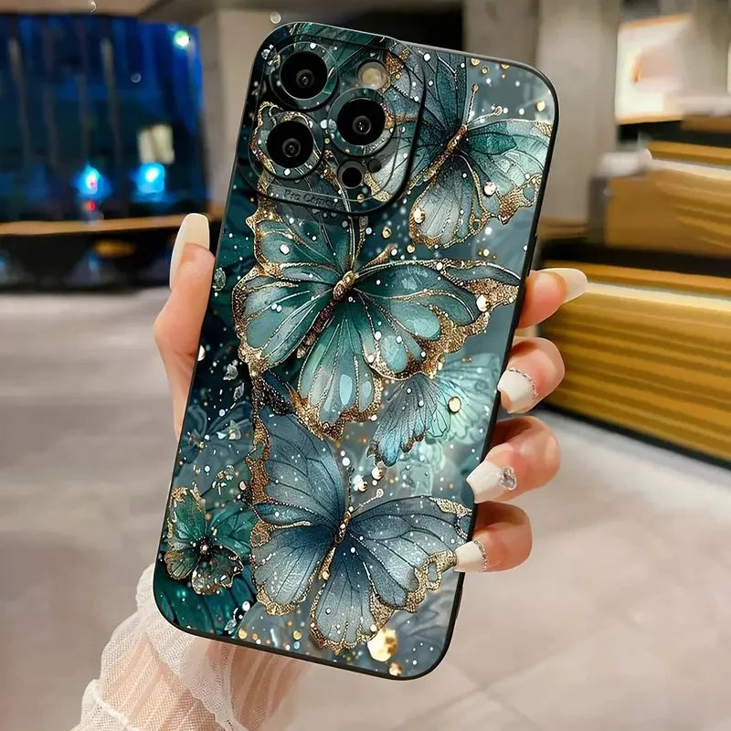 Marble Butterfly Case — Soft Silicone Full Coverage Cover for iPhone