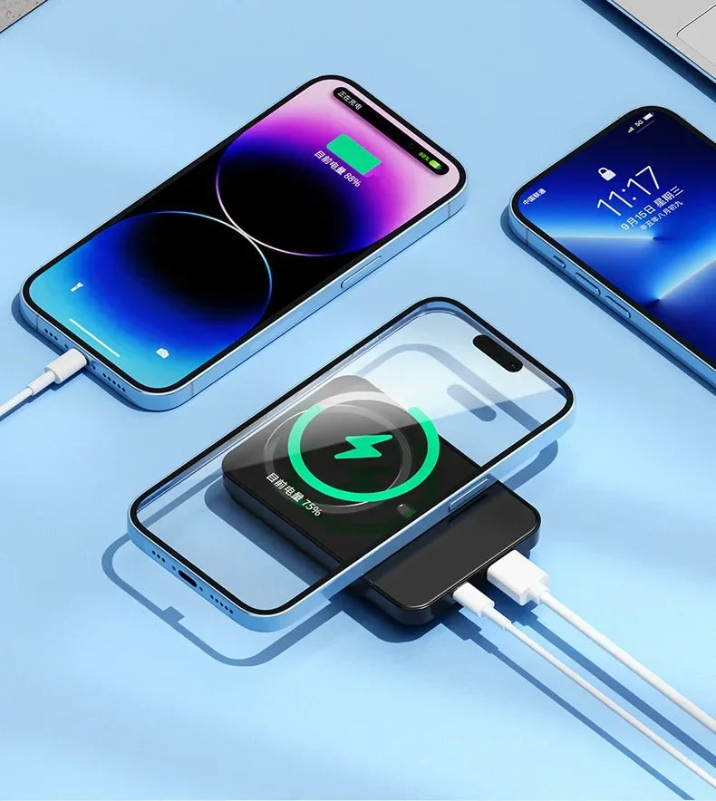 20,000mAh Magnetic Power Bank — 20W PD Fast Charging & 15W MagSafe Wireless