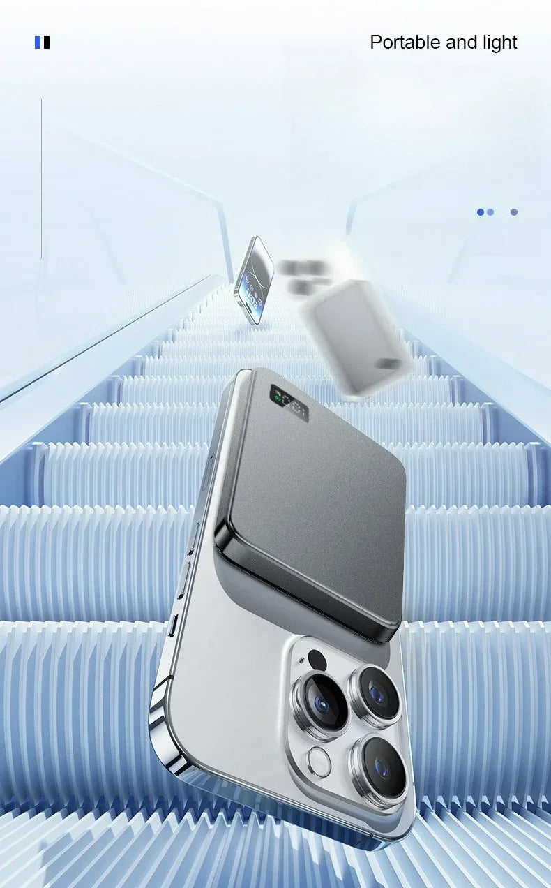 5,000 or 10,000mAh — Slim Magnetic Power Bank — 20W MagSafe Wireless Charger.