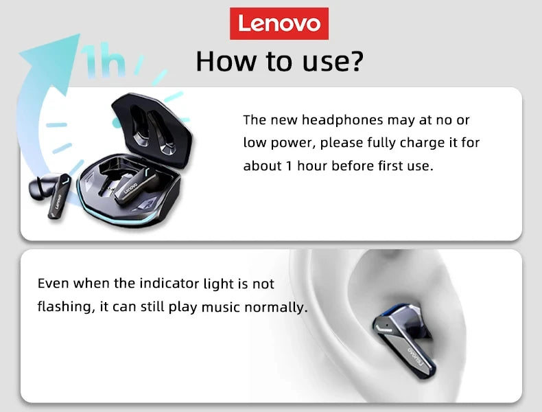 Lenovo GM2 Pro Wireless Earbuds — Bluetooth 5.3 Gaming Mode with Low Latency