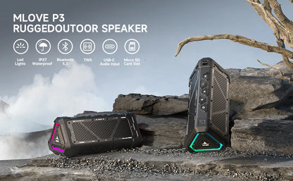 MLOVE P3 Outdoor Bluetooth Speaker — 40W IPX7 Waterproof with RGB Lighting