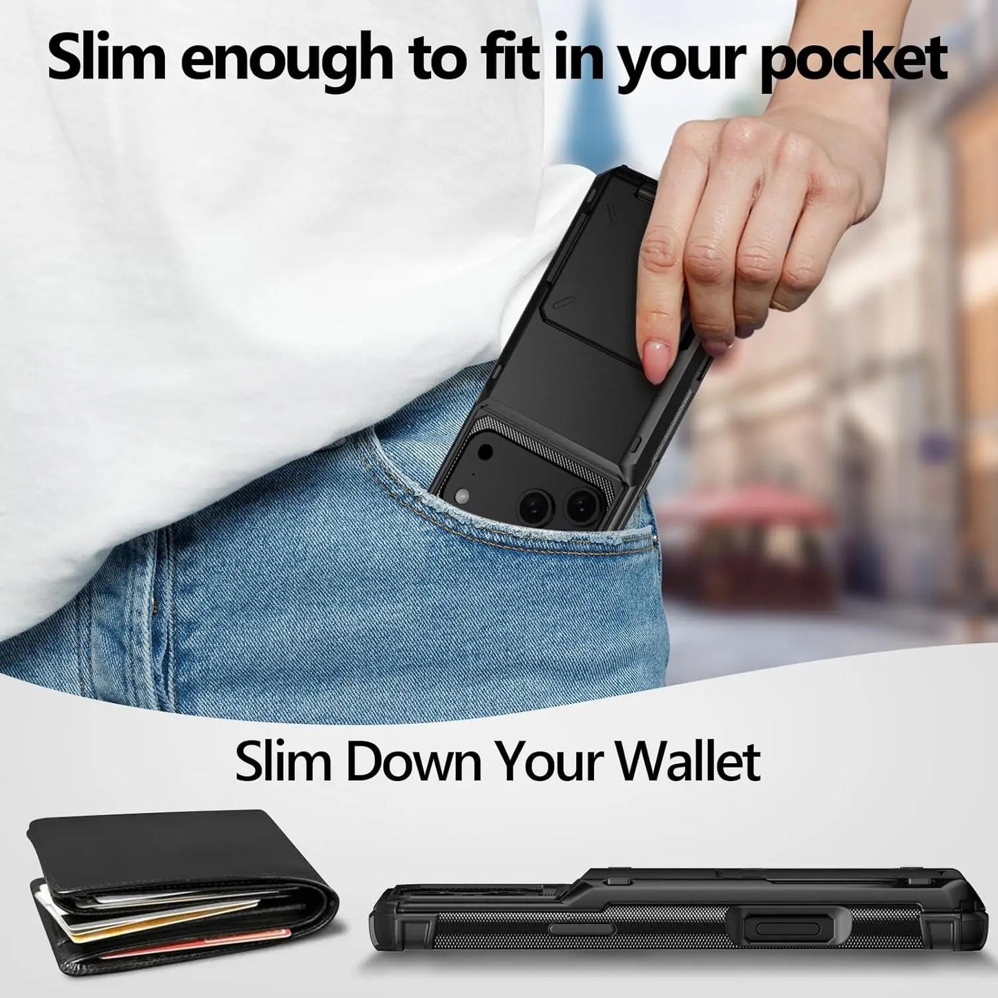 Wallet Case with Hidden Card Slot — Dual Layer Shockproof Protection