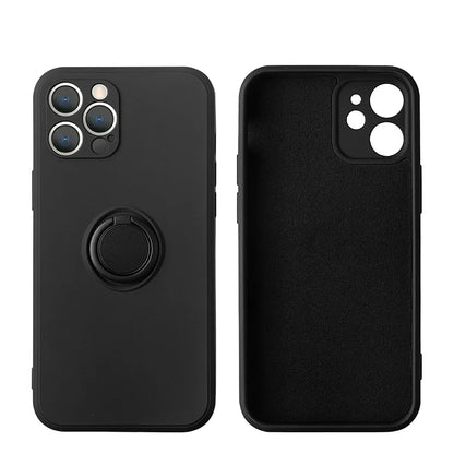 Liquid Silicone Ring Holder iPhone Case — Magnetic Bracket Shockproof Cover