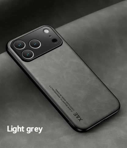 Luxury Leather iPhone Case — Magnetic with Metal Plate & Car Mount Support