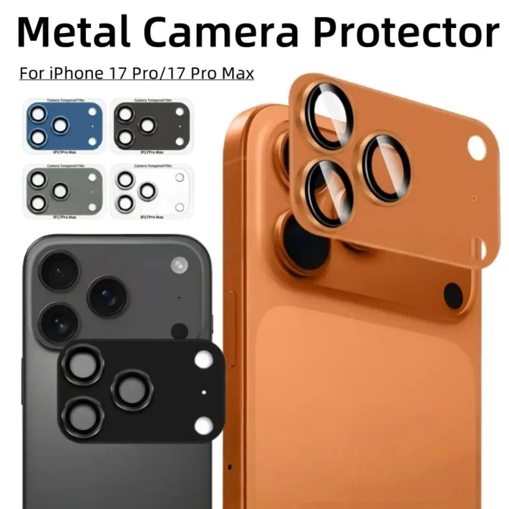 Aluminium Camera Lens Protector for iPhone 17 Pro — 9H Tempered Glass Metal Ring