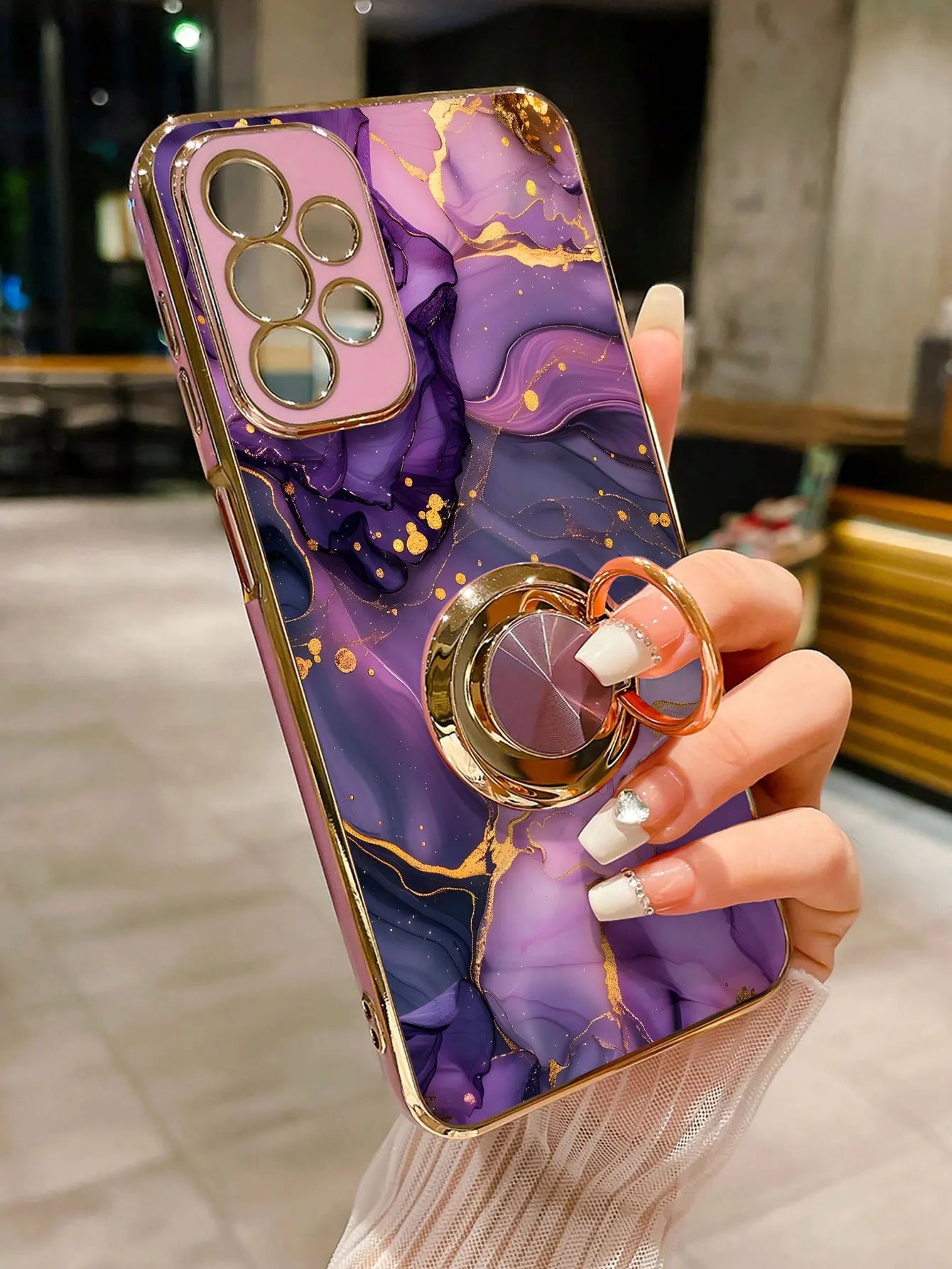 Luxury Marble Ring Holder Samsung Galaxy Case — Plating 360° Stand Cover