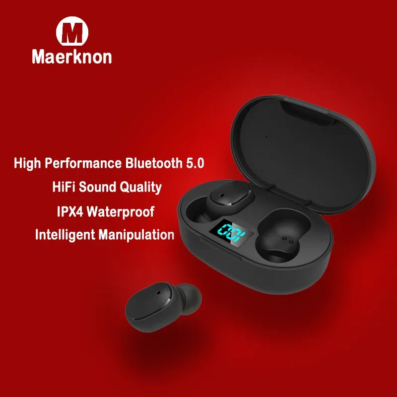 E6S Wireless Earbuds — Bluetooth 5.1 TWS with Digital Battery Display